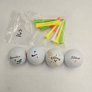 Golf Ball Bundle Titleist Callaway TaylorMade Nike, 4 Balls + 14 Tees Lot